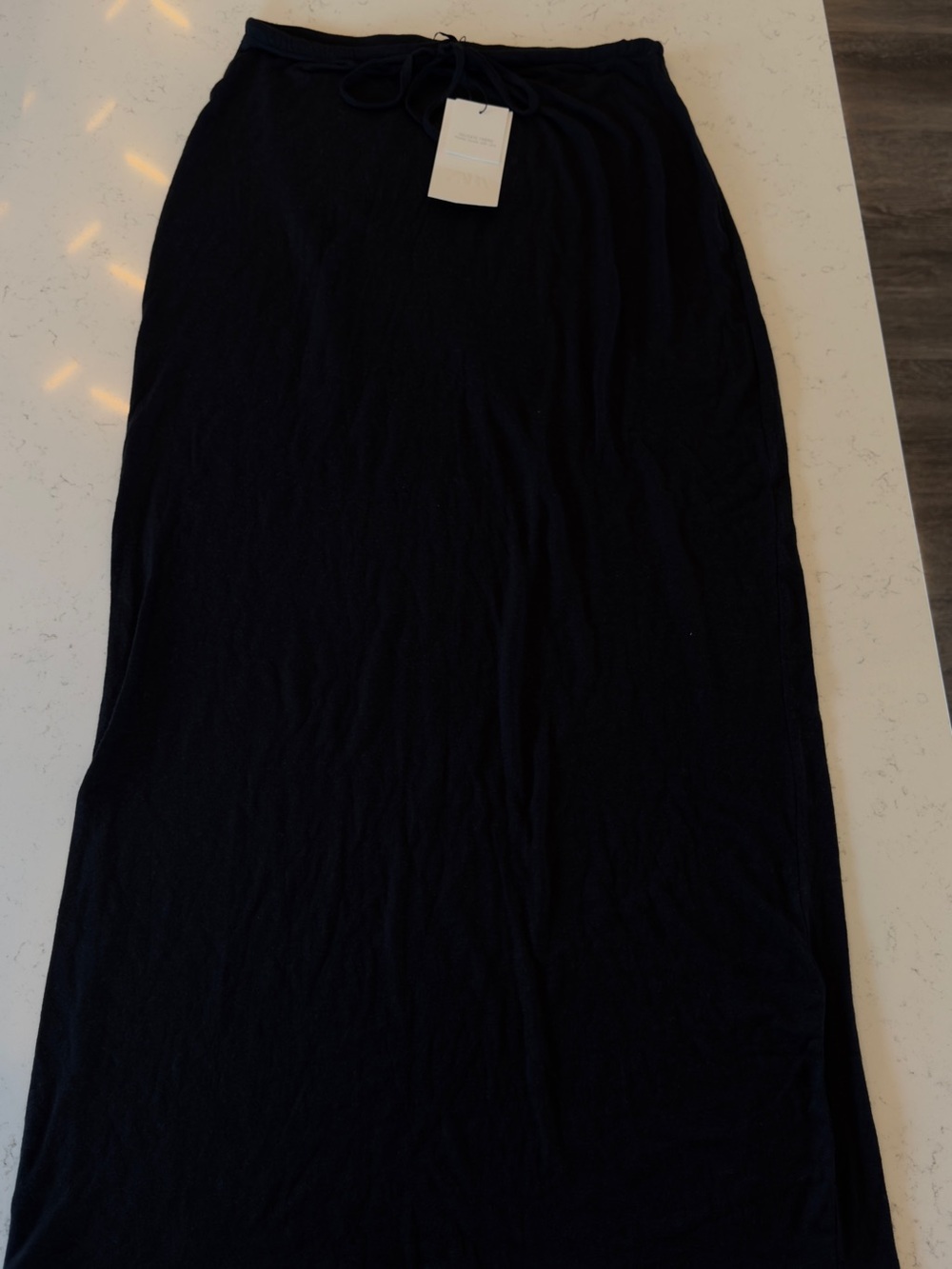 Zara Black Maxi Skirt with Drawstring Waist